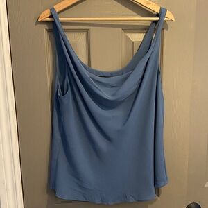 Blue sleeveless RW&Co draped shell top, large
